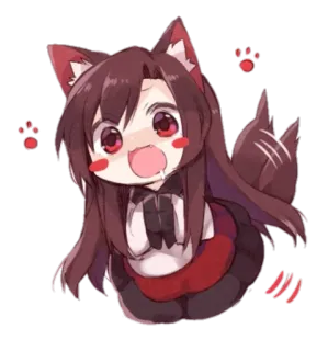 😊 Anime, Cartoon, Catgirl, Kawaii, Mignon, Chibi, Oreilles d'animaux telegram sticker