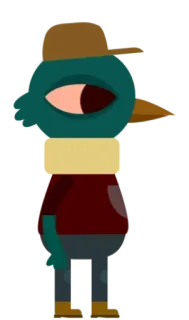 🐤 Desenho animado, Animal, Personagem, Ilustração, Chapéu, Antropomórfico, Geométrico whatsapp sticker