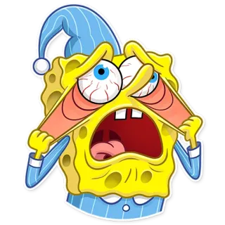 😫 Spongebob Squarepants สปอนจ์บ็อบ, การ์ตูน, ง่วง, เหนื่อย, หมดแรง, ตัวการ์ตูน telegram sticker
