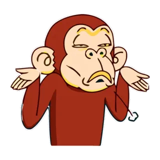 🤷‍♂️ 猴子, 耸肩, 怀疑, 困惑, 卡通, 动物 telegram sticker