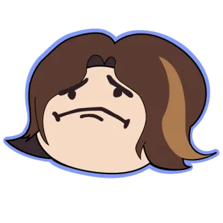 😞 Dessin animé, Personnage, Triste, Visage, Cheveux bruns, Illustration telegram sticker