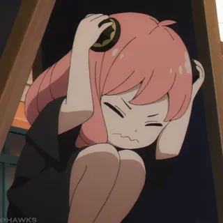 🍥 Anya Forger Spy × Family Anime, Cartone animato, Spy x Family, Anya Forger, Carino, Preoccupato, Fanart telegram sticker