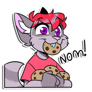 🍪 Nom! koekje, eten, nom, dier, harig, schattig, cartoon whatsapp sticker
