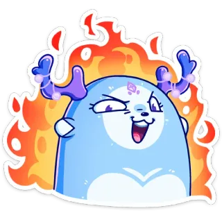 🔥 sticker, cartoon, cute, animal, flames, illustration whatsapp sticker