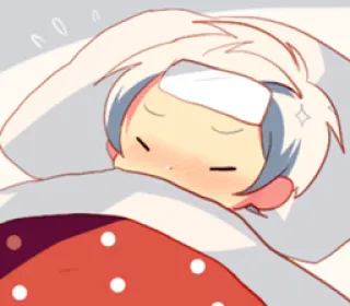 😷 sick, ill, anime, cartoon, tired, cold whatsapp sticker