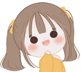 😀 Dessin animé, Fille, Mignon, Chibi, Adorable, Art numérique whatsapp sticker