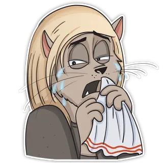 😥 menangis, sedih, kartun, kucing, antropomorfik, air mata, tertekan, kesal telegram sticker