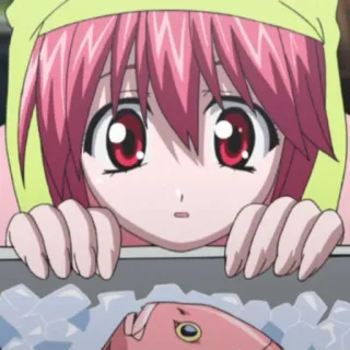 🤍 Anime, Ragazza, Pesce, Carino, Occhi rossi telegram sticker