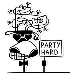 😏 PARTY HARD festa, celebração, diversão, difícil, festa forte, texto whatsapp sticker