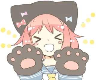 😸 Anime, Kawaii, Mignon, Chat, Fille, Cheveux Roses, Étincelle telegram sticker