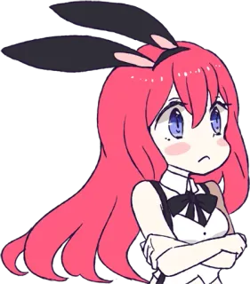 😒 Anime, Coelho, Garota, Cabelo rosa, Fofo, Kawaii, Desenho animado, Personagem telegram sticker