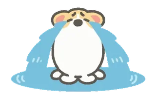 😭 corgi, menangis, sedih, anjing, air mata, emosional, kartun, hewan telegram sticker