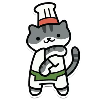 😑 кот, повар, милый, каваий, животное, мультфильм whatsapp sticker