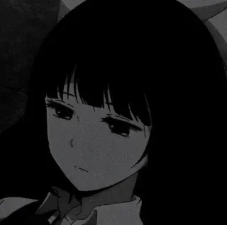📎 Garota anime, Mangá, Triste, Emocional, Anime, Preto e branco telegram sticker