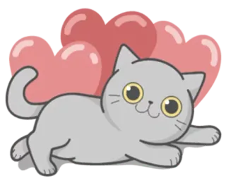 😕 gato, gatinho, coração, fofo, animal, desenho animado telegram sticker