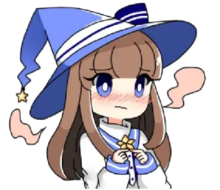 😳 Anime, Garota, Desenho animado, Fofo, Magia, Rubor, Bruxa, Kawaii telegram sticker