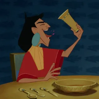 🍂 Kuzco The Emperor's New Groove disney, emperador, dibujos animados, gracioso, animado, bebida, celebración telegram sticker