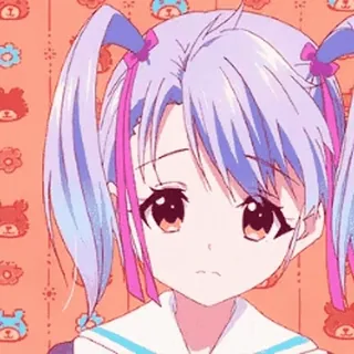 🥰 anime girl, pigtails, cute, sad, kawaii telegram sticker
