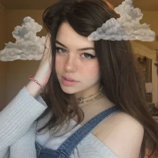 💞 mujer, chica, morena, nubes, retrato, belleza, femenina, persona telegram sticker