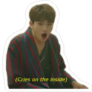 😲 (Cries on the inside) piangere, emotivo, meme telegram sticker