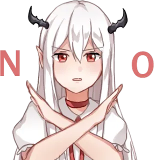 😑 NO Anime, Fille, Démon, Non, Interdiction, Refus, Bras croisés telegram sticker