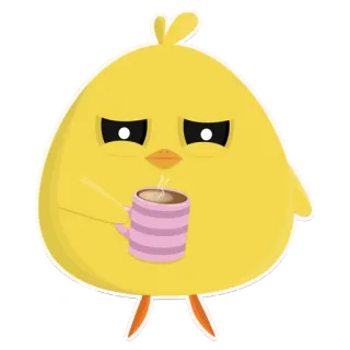 ☕ kurczak, kawa, ptak, słodki, kreskówka telegram sticker