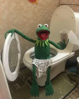 🚽 Kermit burattino, rana, water, bagno, pannolino telegram sticker