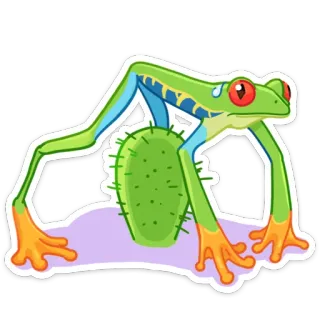 🌵 żaba, kaktus, humor, śmieszne, zwierzę, kreskówka, naklejka telegram sticker