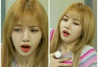 😵 Lisa lisa, blackpink, kpop, cantante, meme, pelo rubio, celebridad whatsapp sticker