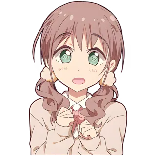 😱 สาวอนิเมะ, น่ารัก, การ์ตูน, สติกเกอร์, ผมเปีย, ตาสีเขียว telegram sticker