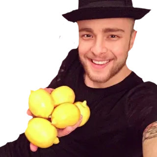 😀 homem, limões, sorriso, chapéu, fruta telegram sticker