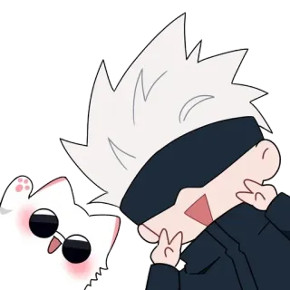 ✌️ Gojo Satoru Jujutsu Kaisen gojo satoru, jujutsu kaisen, anime, lindo, dibujos animados telegram sticker