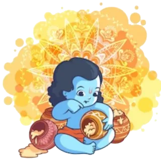 😋 Krishna 印度教, 神, 宗教, 婴儿, 黄油, 可爱 telegram sticker