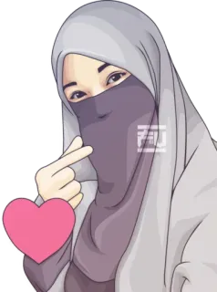 ❤️ ヒジャブ, イスラム教徒, イスラム, ニカブ, 女性, ハート, 愛 telegram sticker