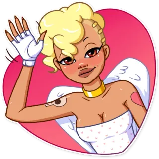 👋 Персонаж, Мультфильм, Ангел, Блондинка, Сердце, Любовь, Стикер telegram sticker