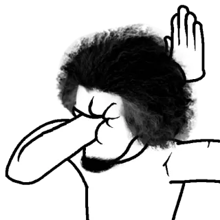 ✋ dab, gesture, black and white, cartoon, man, hair telegram sticker