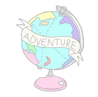 🌍 ADVENTURE adventure, globe, travel, pastel, world, exploration telegram sticker