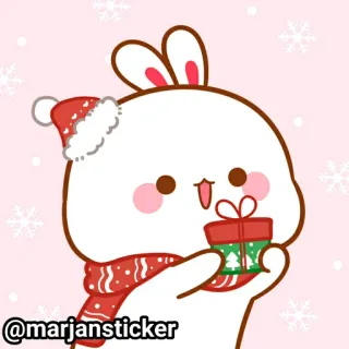 ❤️ @marjansticker кролик, подарок, праздник, милый, снежинки, рождество telegram sticker