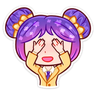 🫣 Anime, Dibujos animados, Mono, Chica, Cucu, Ojos cerrados whatsapp sticker