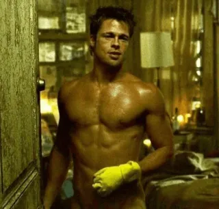 🛌 Tyler Durden Fight Club Brad Pitt, Seife, Muskeln, oben ohne, Fight Club, Mann telegram sticker