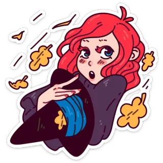 😮 bruja, halloween, magia, chica, otoño, hojas, dibujos animados, lindo telegram sticker