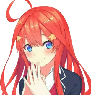 🍓 Itsuki Nakano The Quintessential Quintuplets аниме, манга, девушка, персонаж, рыжие волосы, звезды, мило, улыбается telegram sticker