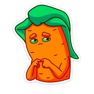 🥺 морковь, овощ, мультфильм, грустный, милый, еда whatsapp sticker