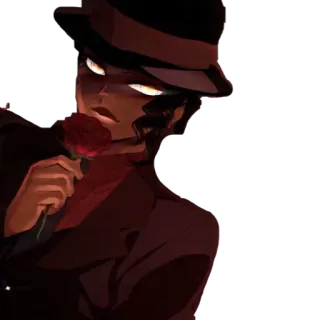 🦔 woman, fedora, rose, cartoon, portrait, animation whatsapp sticker
