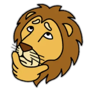🦁 lion, pensif, animal, dessin animé, mignon, réfléchi whatsapp sticker