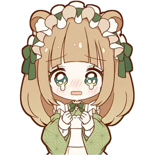 🥹 Anime, Manga, Niedlich, Kawaii, Mädchen, Tränen, Weinen, Maid whatsapp sticker