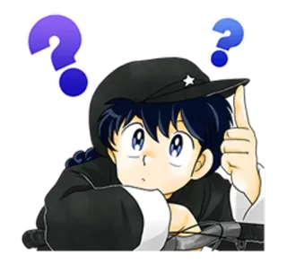 😯 anime, myślenie, znaki zapytania whatsapp sticker