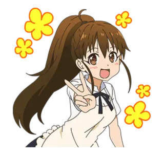 ✌ Anime, Fille, Dessin animé, Personnage, Joyeux, Paix telegram sticker