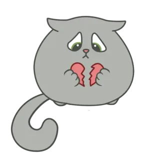 💔 고양이, 슬픈, 상심, 만화, 스티커, 귀여운, 동물 telegram sticker