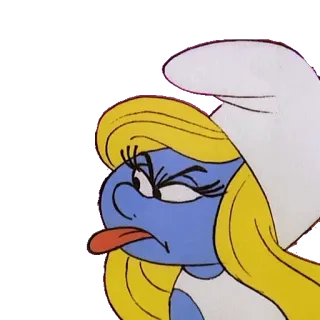 😛 Smurfette cartone animato, puffo, puffetta, lingua, espressione telegram sticker